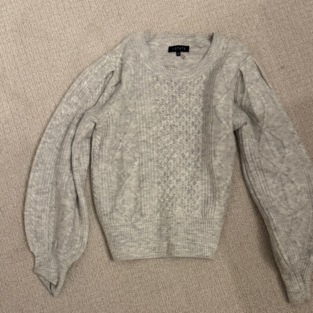 1. State Light Gray Cable Knit Sweater